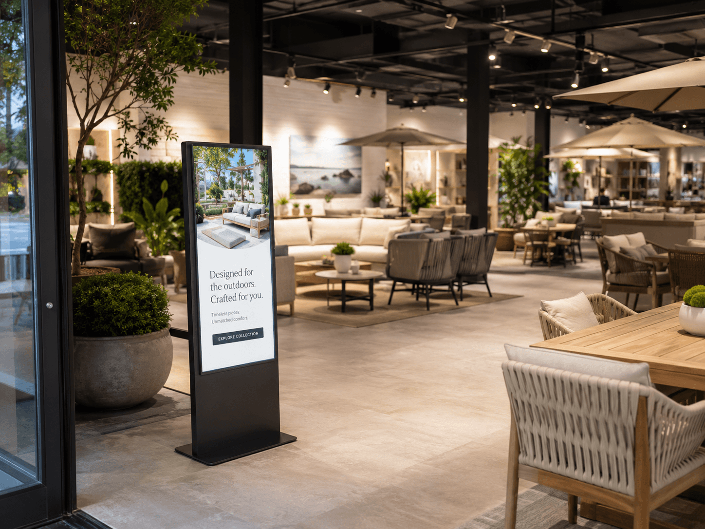 Totem digitale in uno showroom outdoor