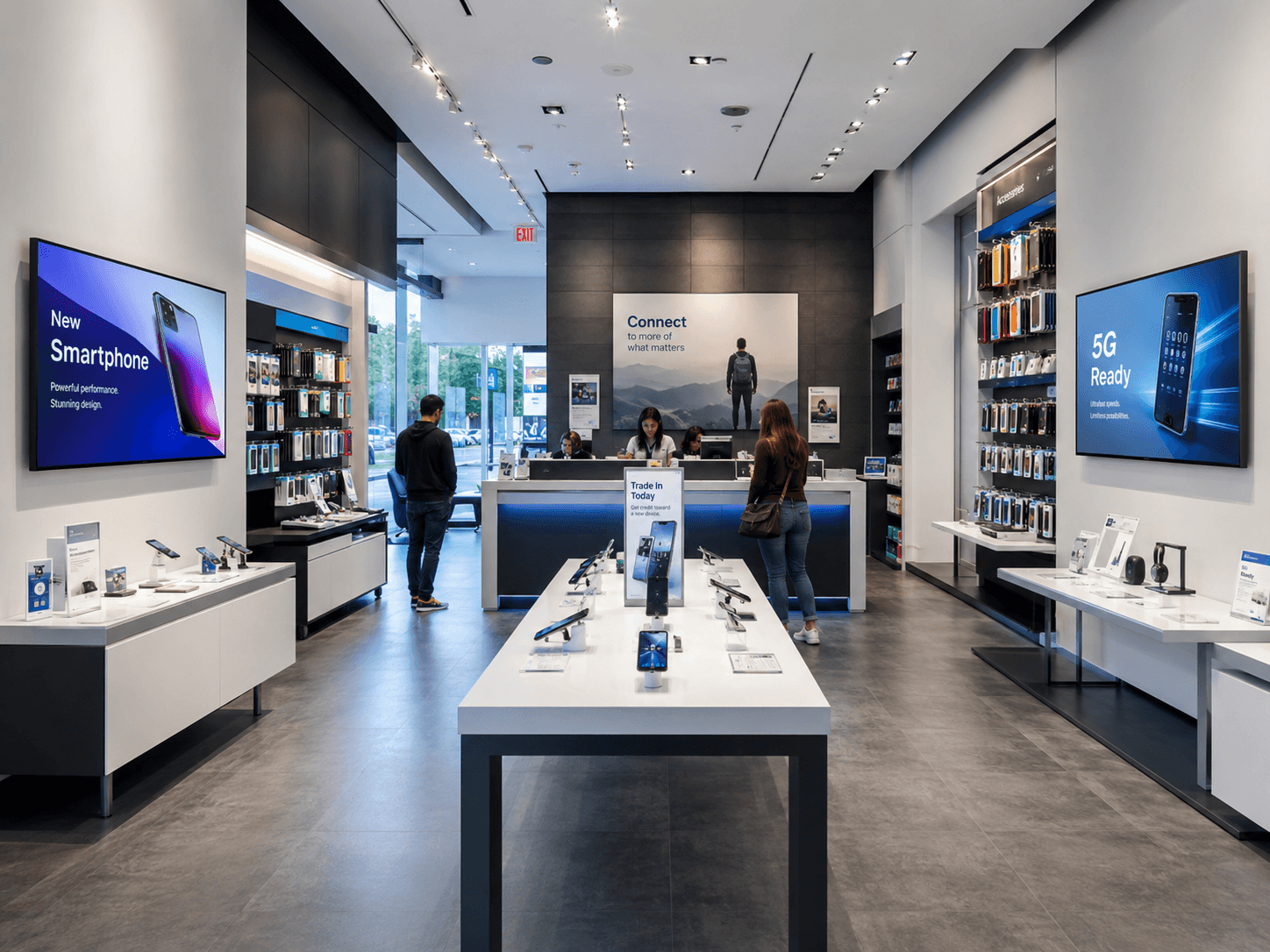 Schermi digital signage in uno store tecnologico